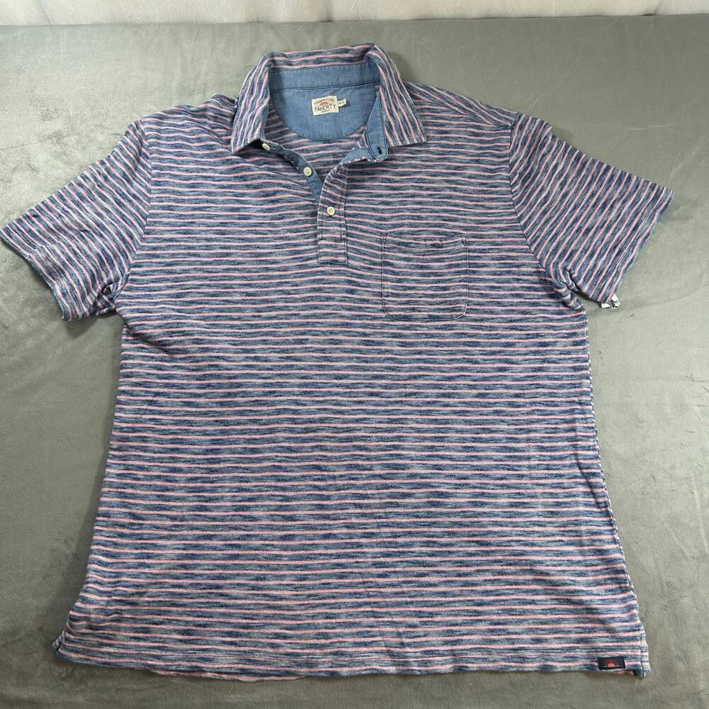 Faherty Polo Shirt Men's size XL Baypoint regatta blue blush pink